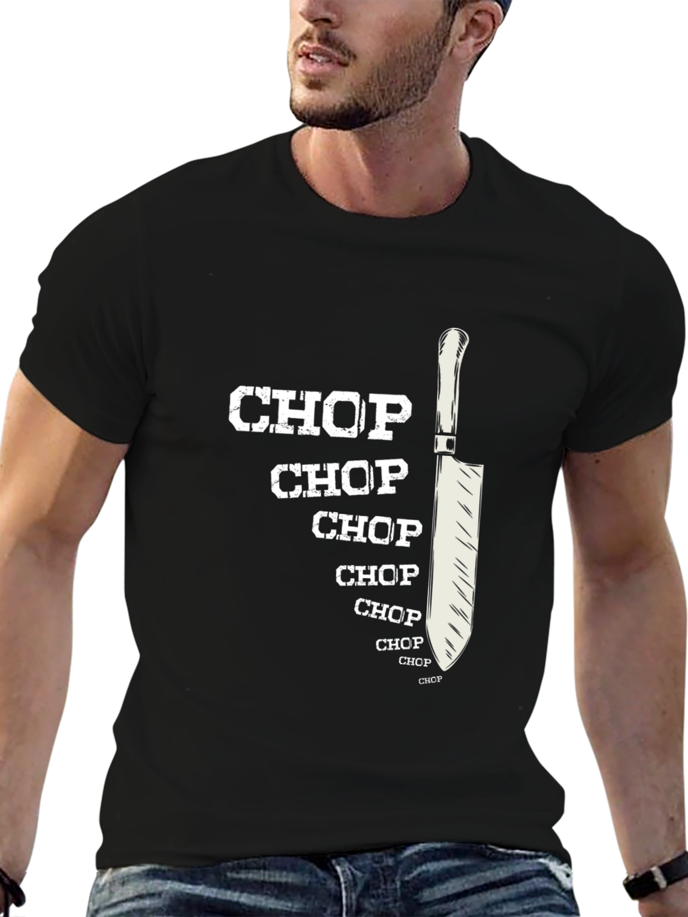 Chop Chop Chef Knife Tee - Culinary Humor T-Shirt