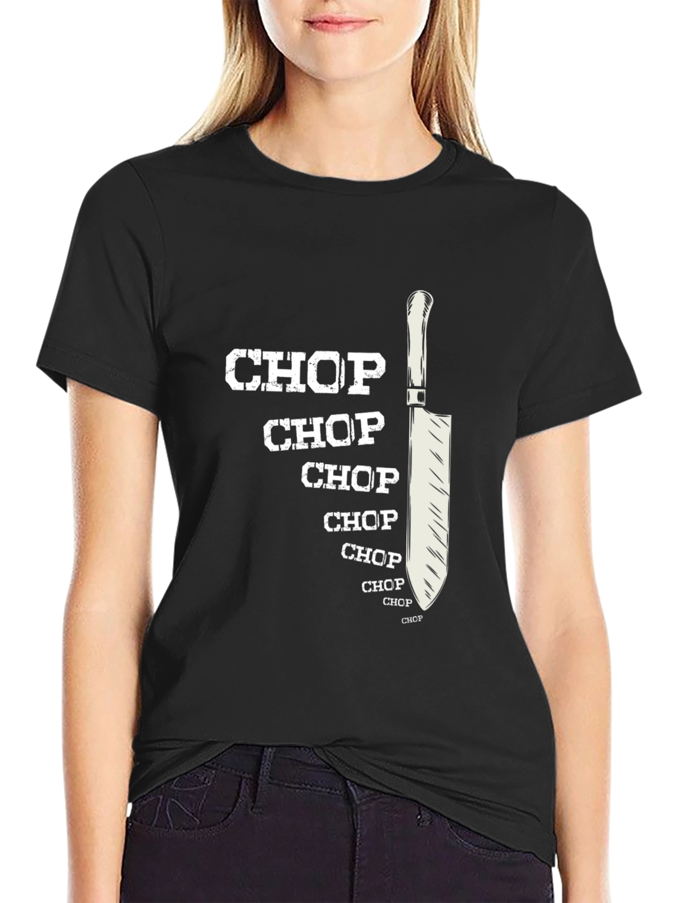 Chop Chop Chef Knife Tee - Culinary Humor T-Shirt