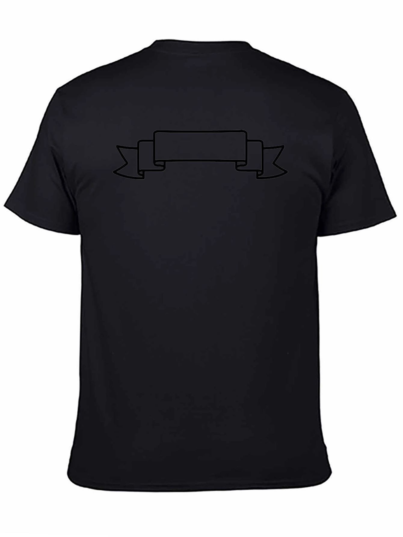 Mens Black Graphic Tee - Ribbon Banner Design
