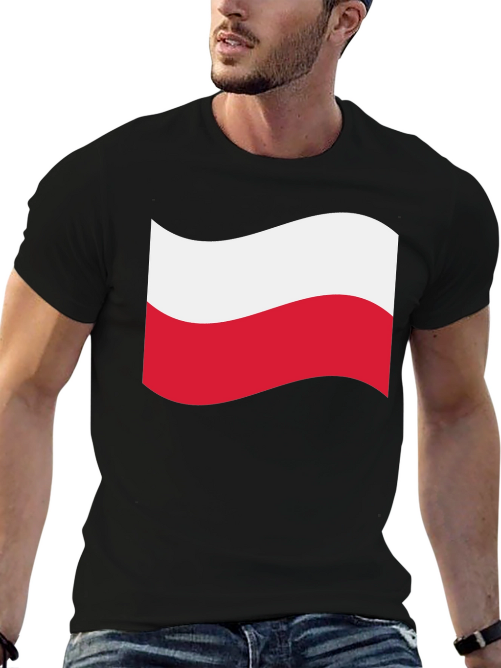 Poland Flag T-Shirt - Black Crew Neck Tee