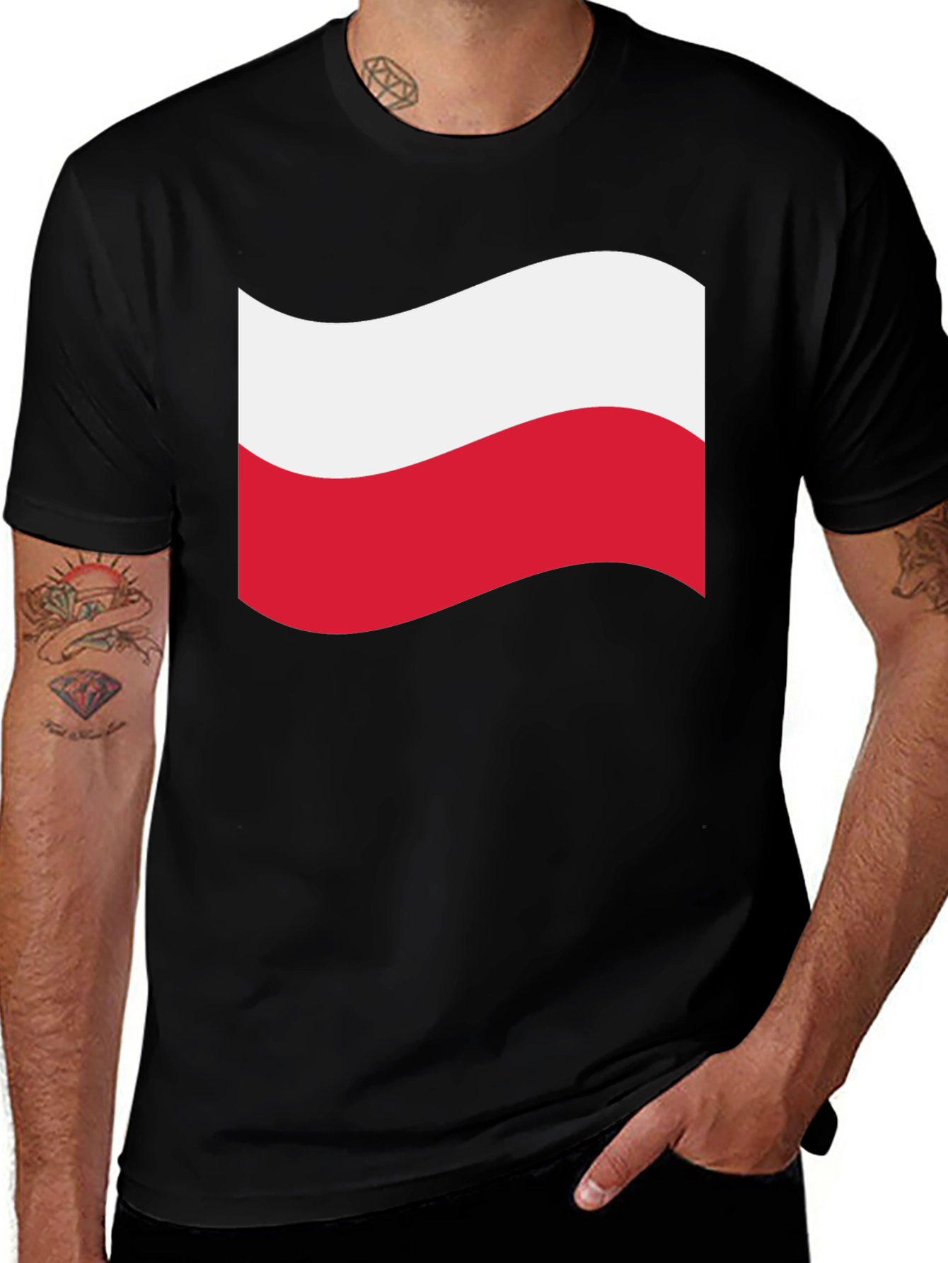 Poland Flag T-Shirt - Black Crew Neck Tee