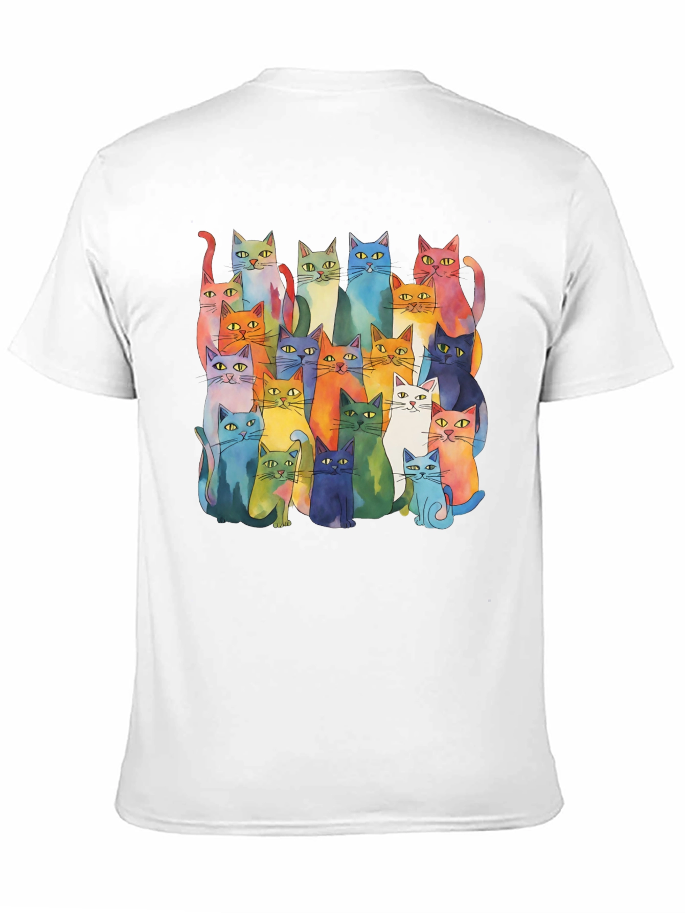 Colorful Cats T-Shirt - Whimsical Watercolor Style