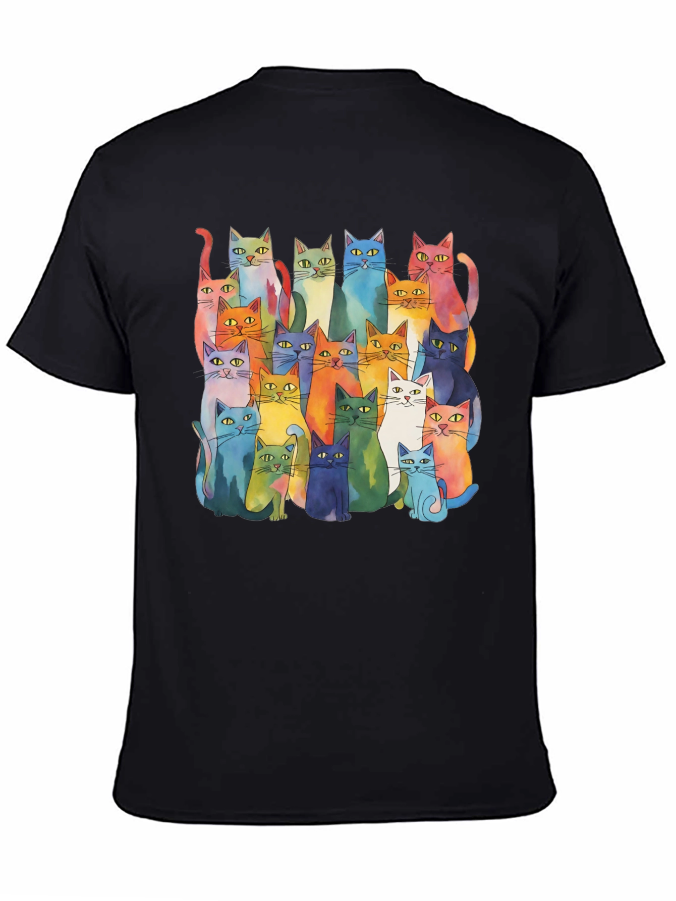 Colorful Cats T-Shirt - Whimsical Watercolor Style
