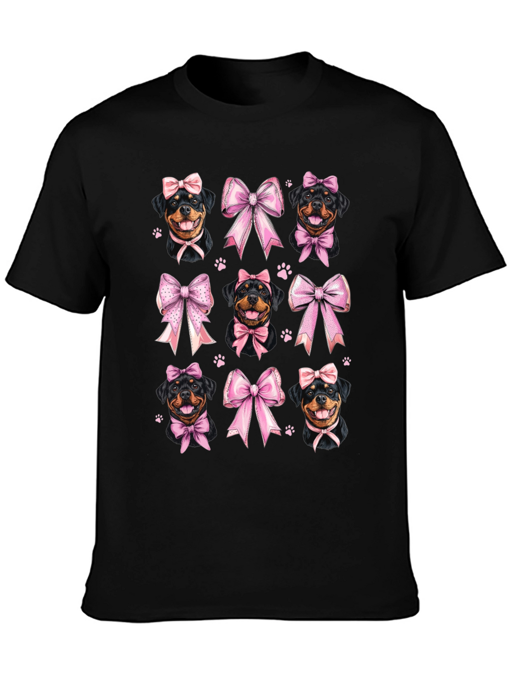 Rottweiler Dog Pink Bow T-Shirt