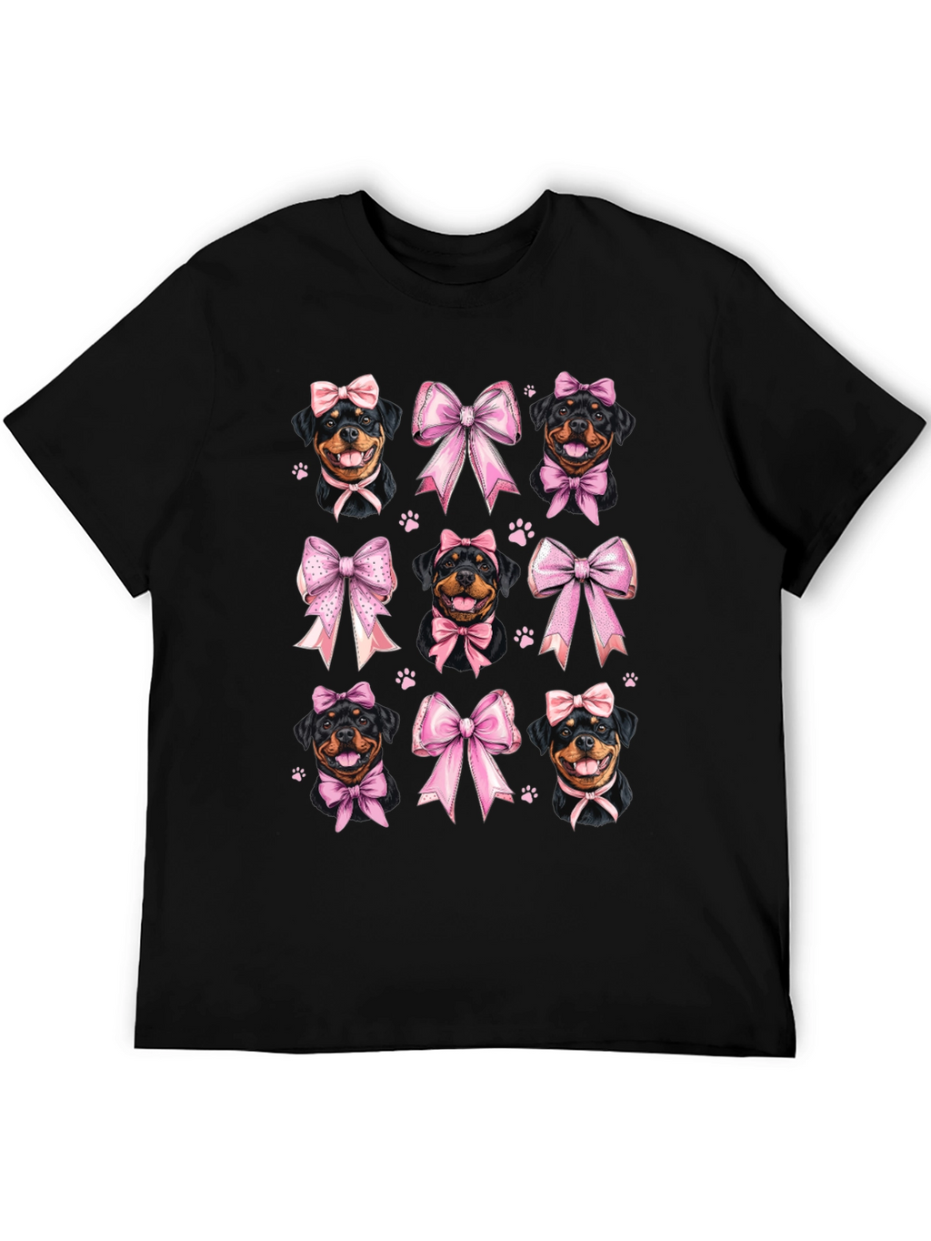 Rottweiler Dog Pink Bow T-Shirt