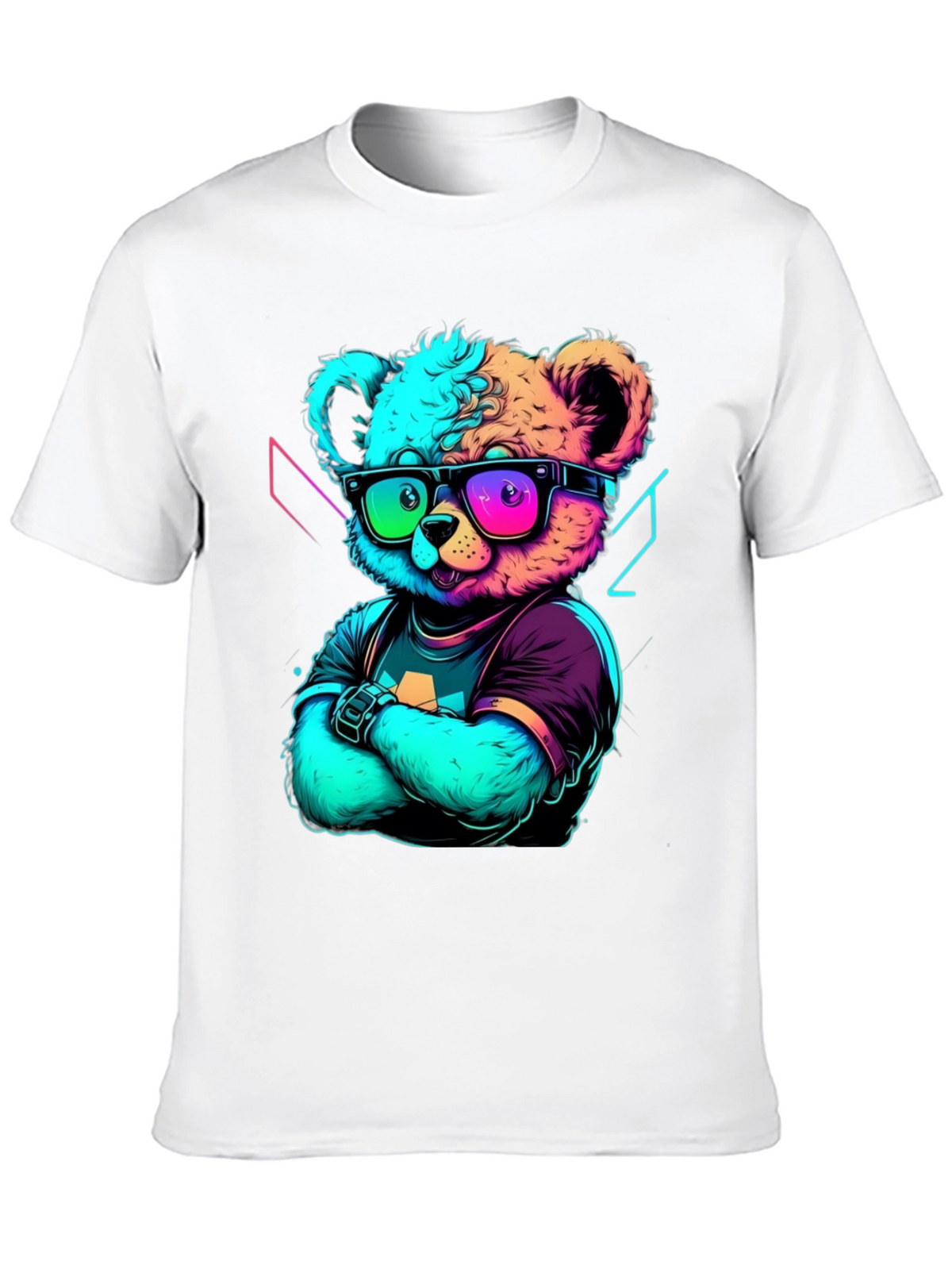 Neon Teddy Bear Graphic Tee - Cool & Trendy Style