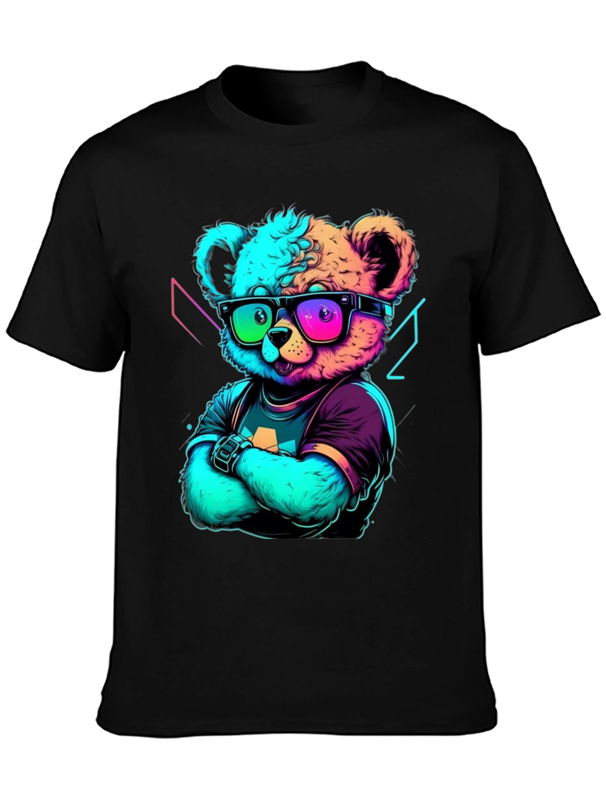 Neon Teddy Bear Graphic Tee - Cool & Trendy Style