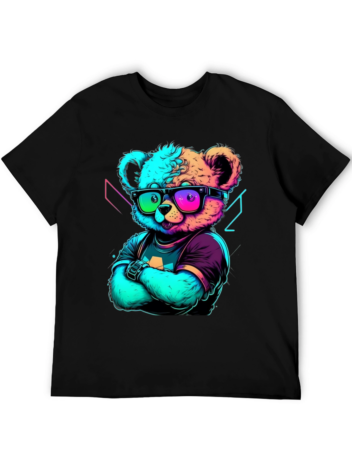 Neon Teddy Bear Graphic Tee - Cool & Trendy Style