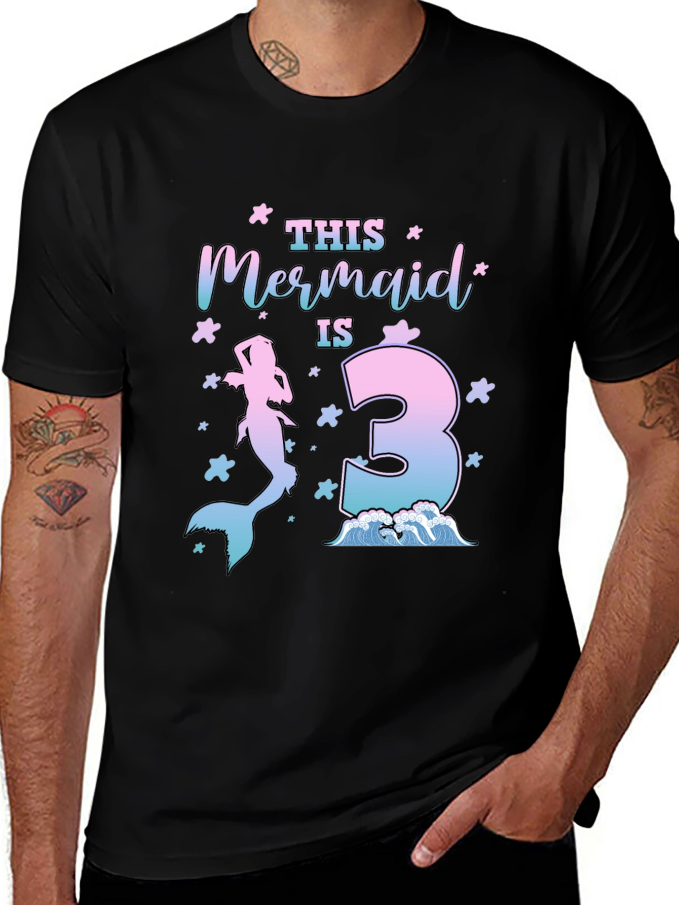 Mermaid 3rd Birthday T-Shirt - Black