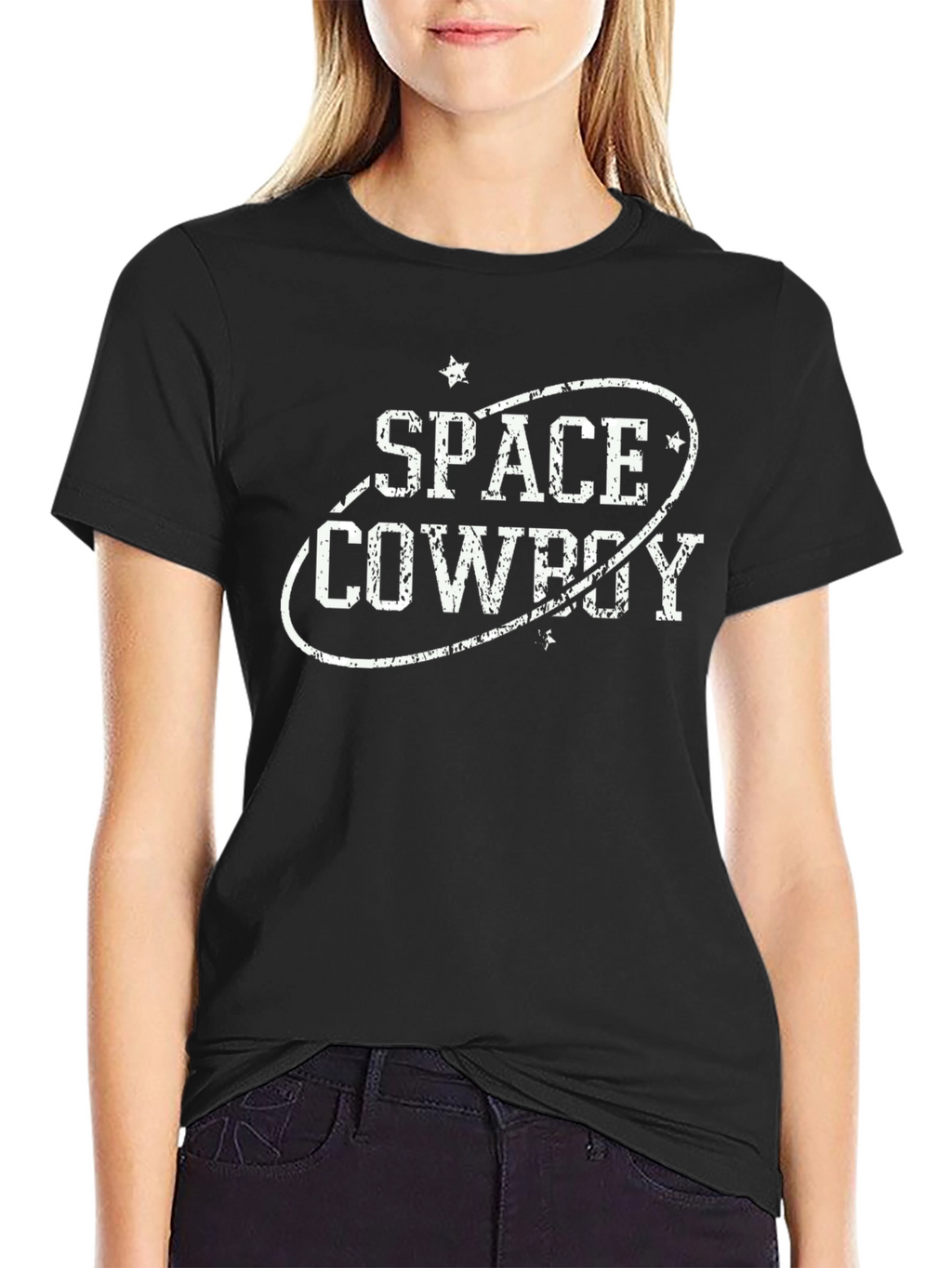 Space Cowboy Graphic Print Tee - Black