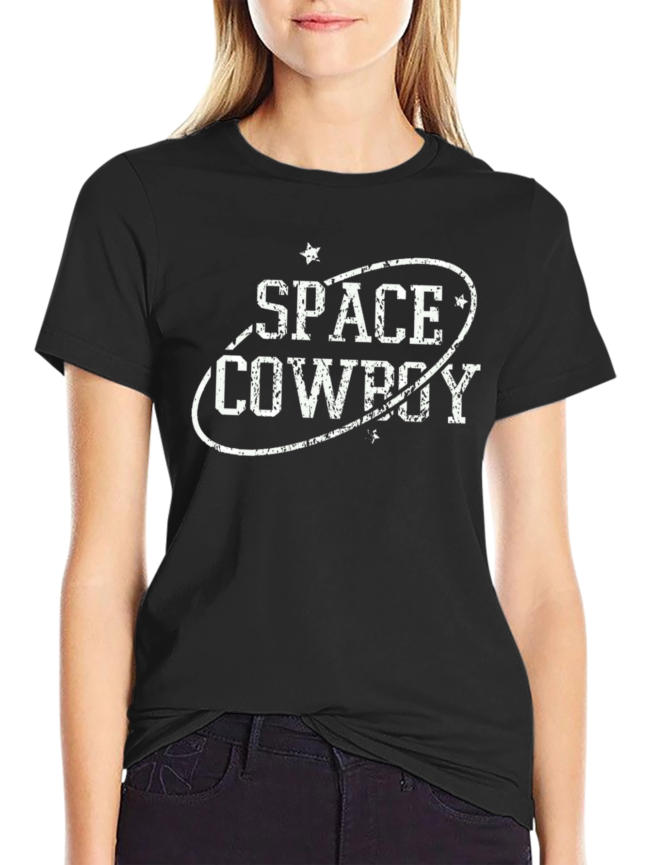 Space Cowboy Graphic Print Tee - Black