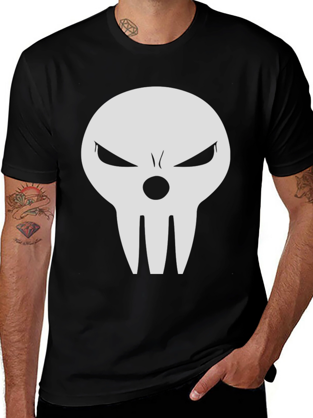 Skull Graphic Tee - Black Casual T-Shirt