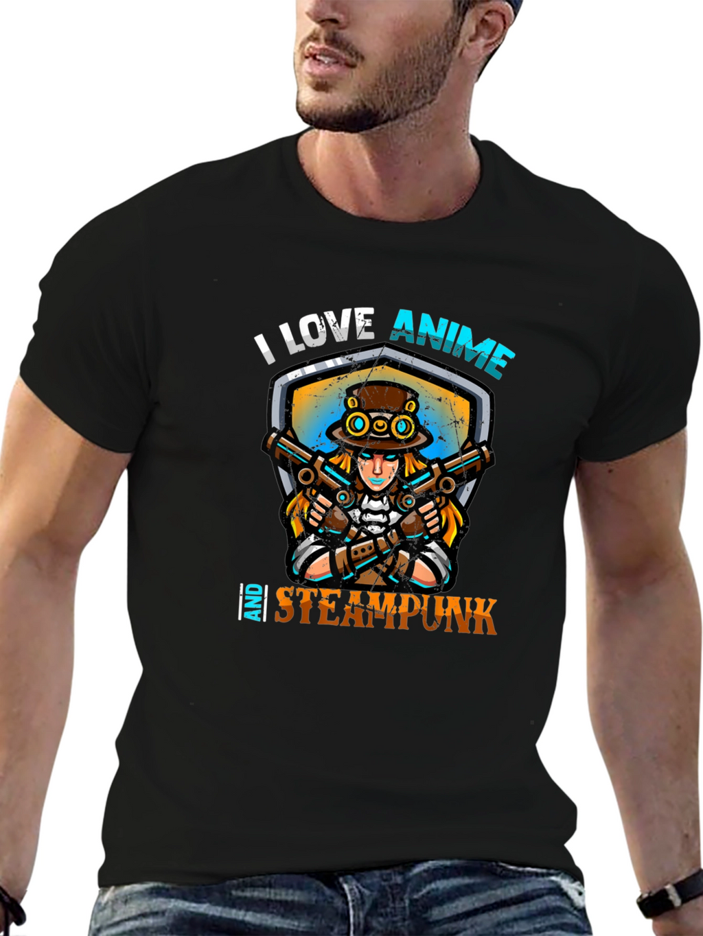 I Love Anime and Steampunk Graphic Tee