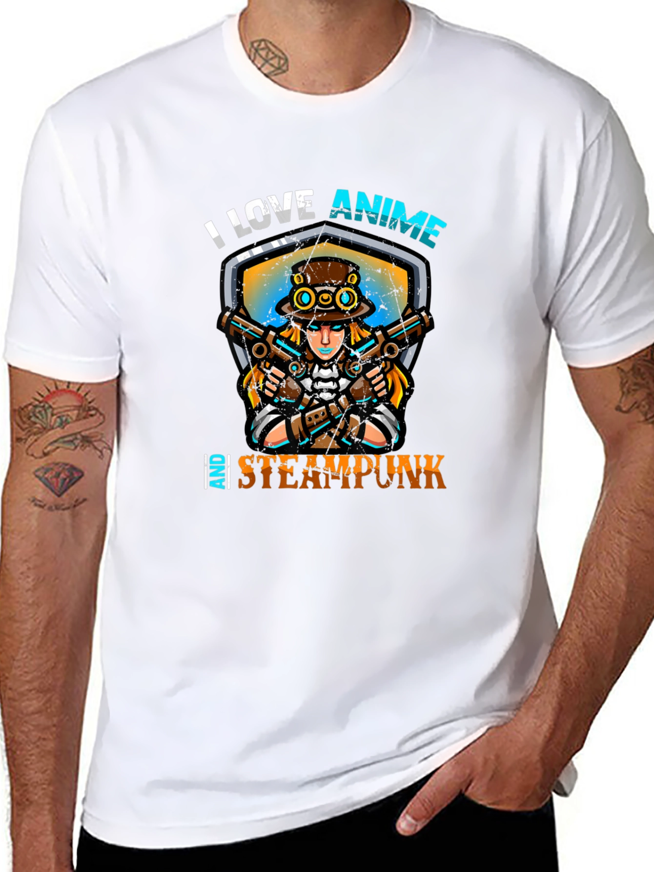 I Love Anime and Steampunk Graphic Tee