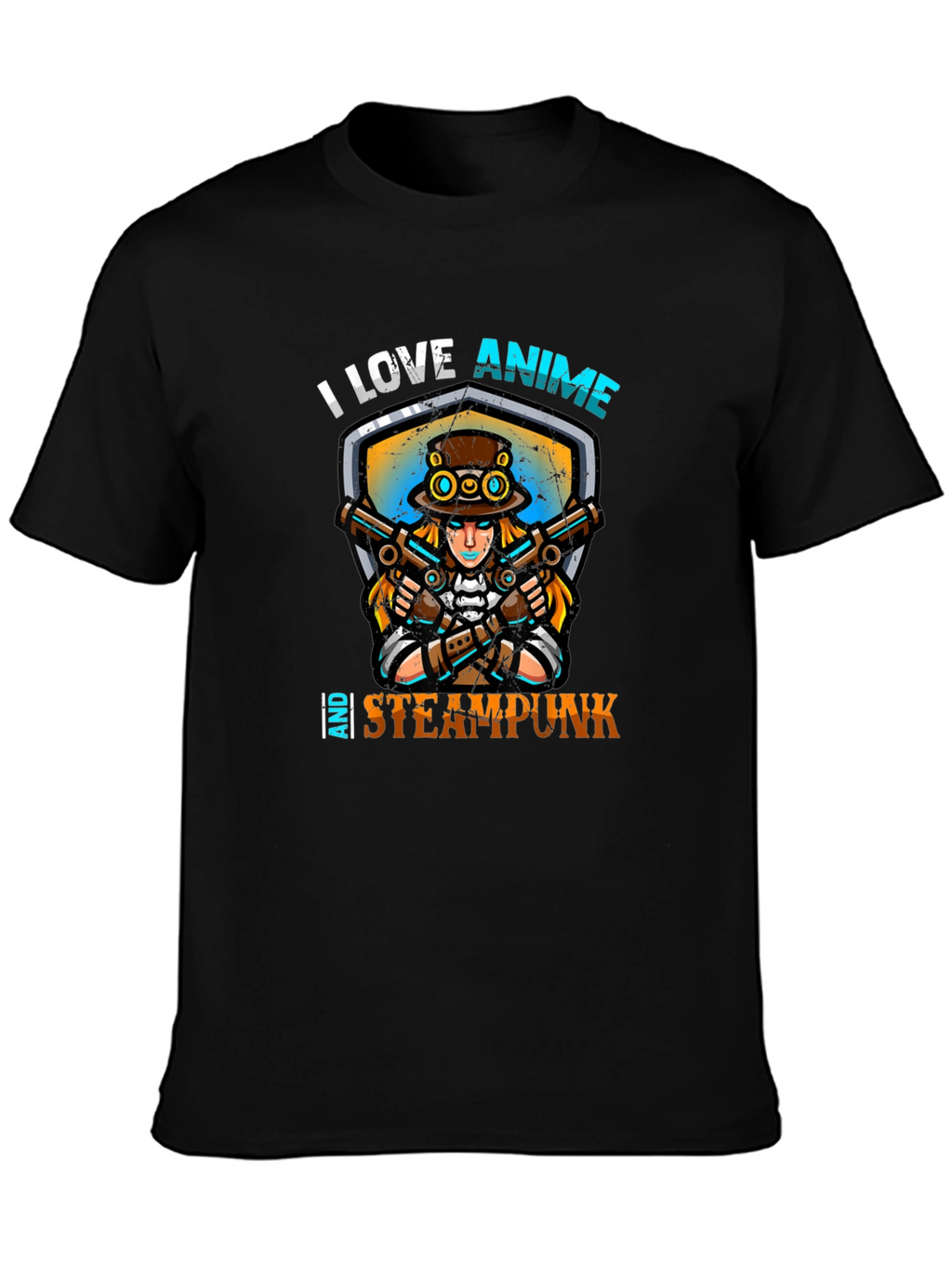 I Love Anime and Steampunk Graphic Tee