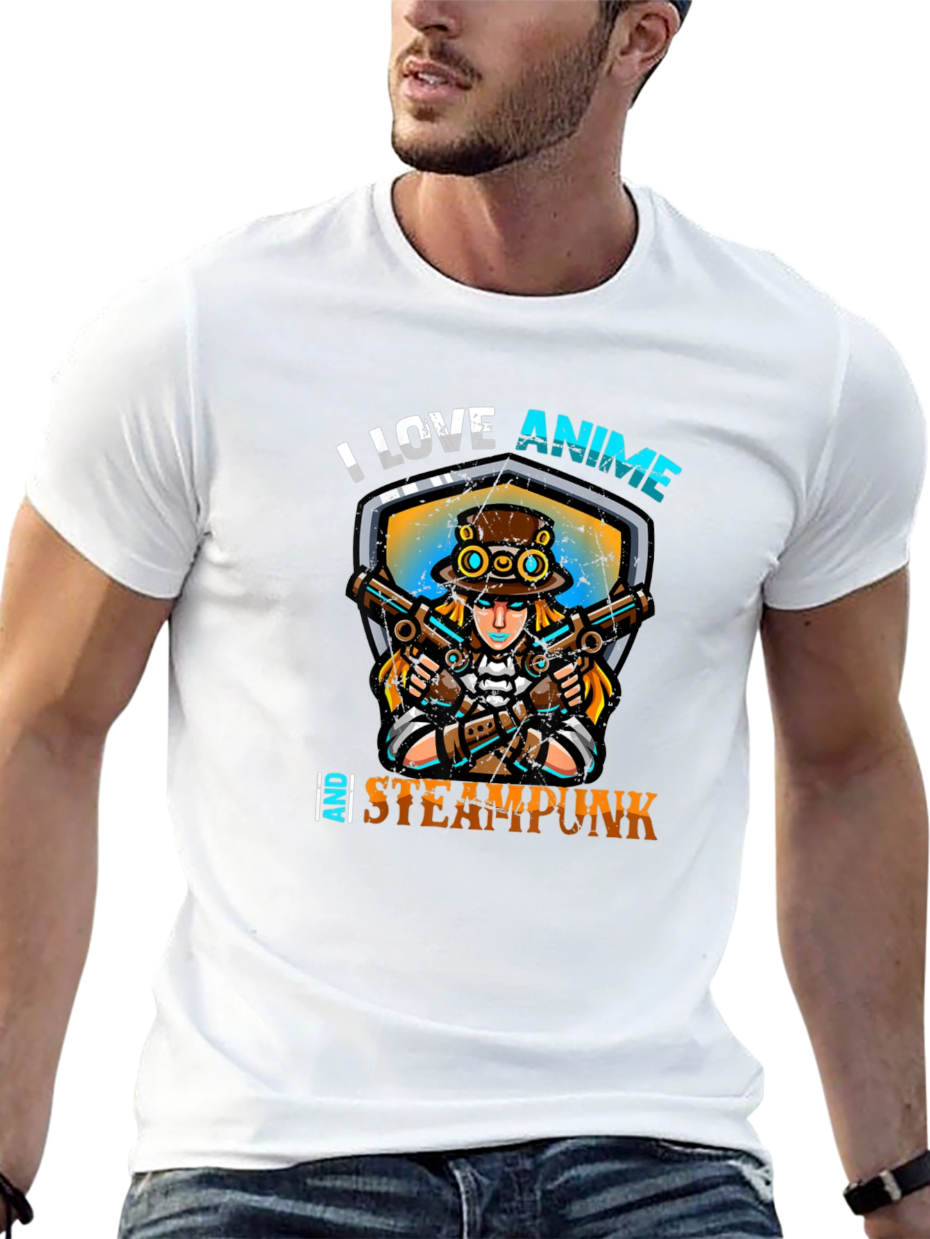 I Love Anime and Steampunk Graphic Tee