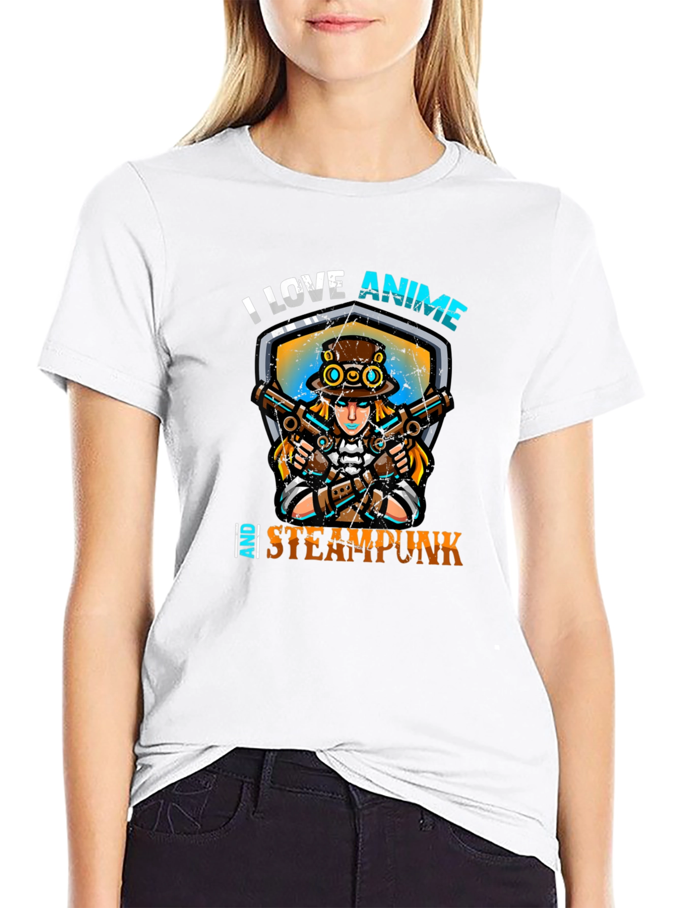 I Love Anime and Steampunk Graphic Tee