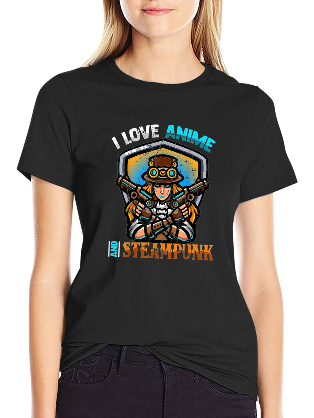 I Love Anime and Steampunk Graphic Tee