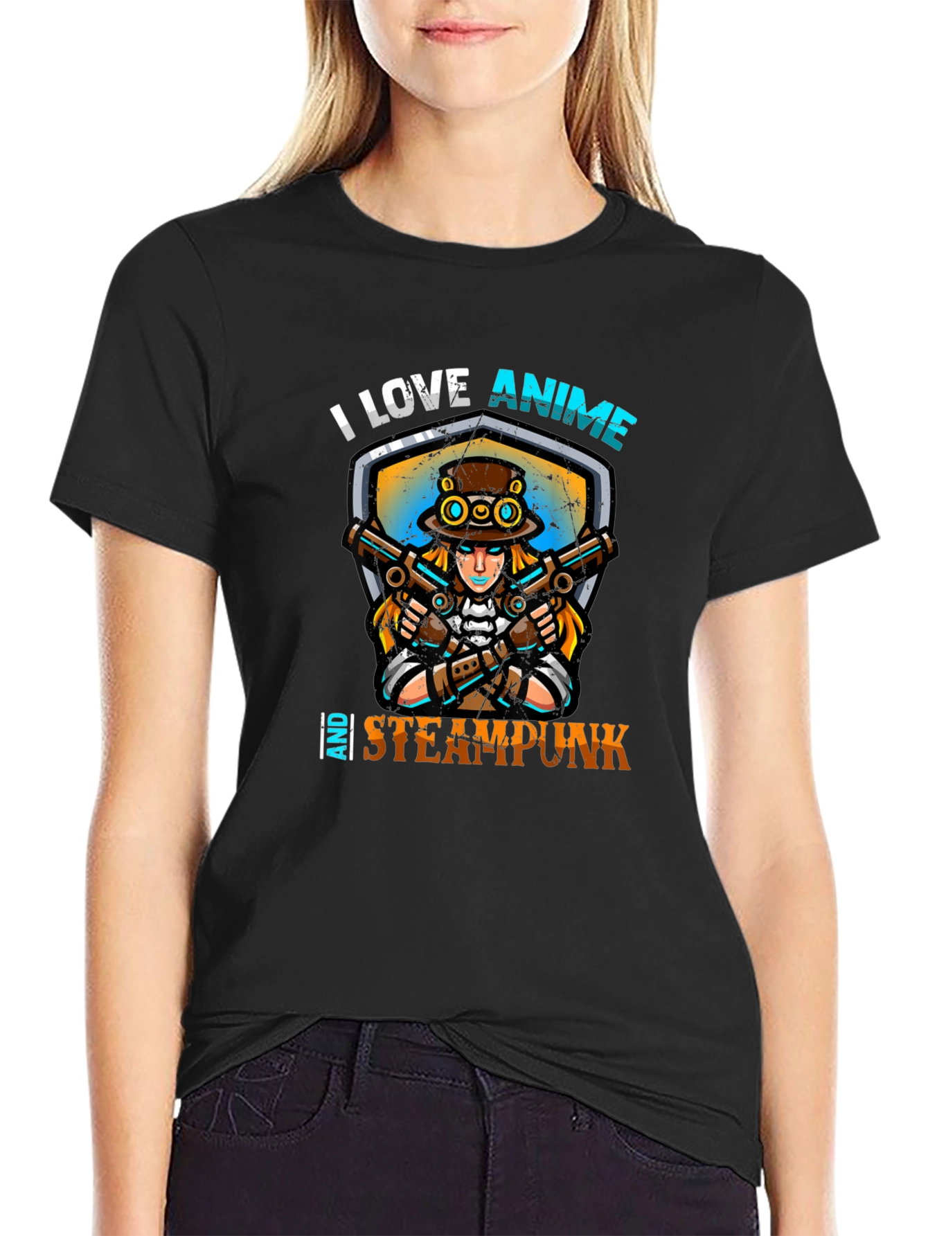 I Love Anime and Steampunk Graphic Tee