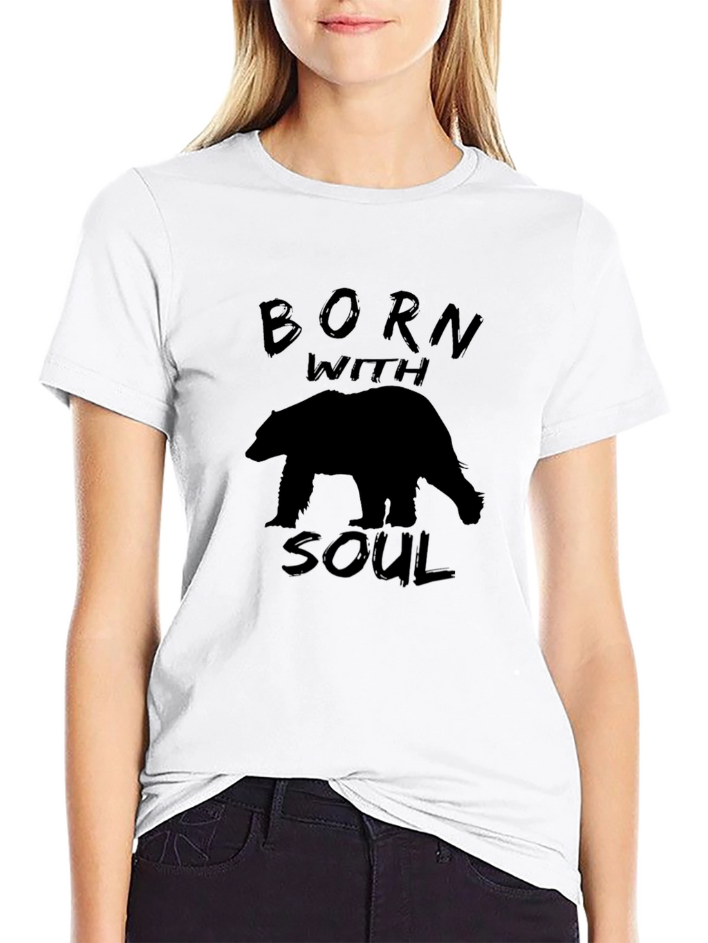 Born With Soul Black Bear Graphic T-Shirt
