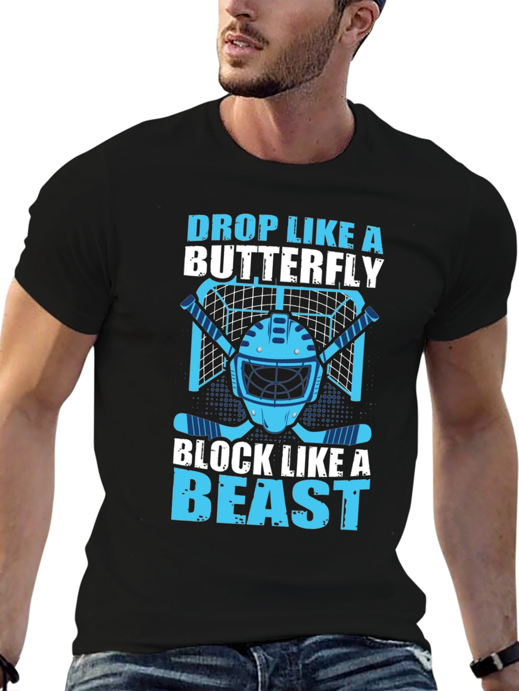 Hockey Goalie Tee: Drop Like a Butterfly
