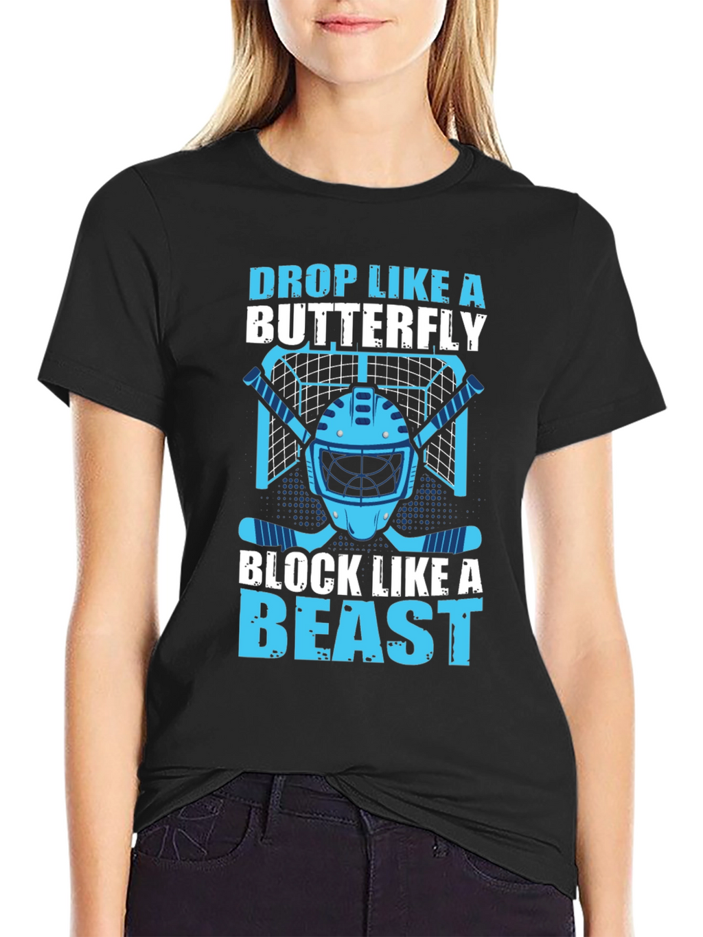 Hockey Goalie Tee: Drop Like a Butterfly