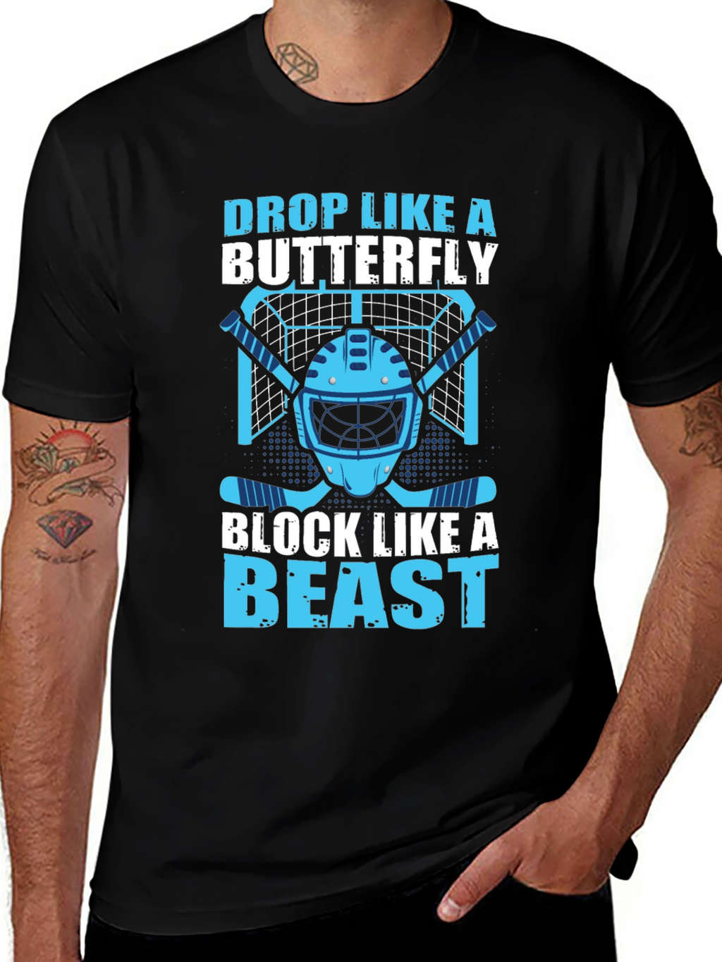 Hockey Goalie Tee: Drop Like a Butterfly