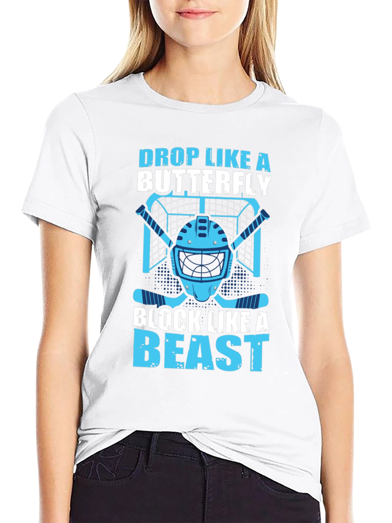 Hockey Goalie Tee: Drop Like a Butterfly