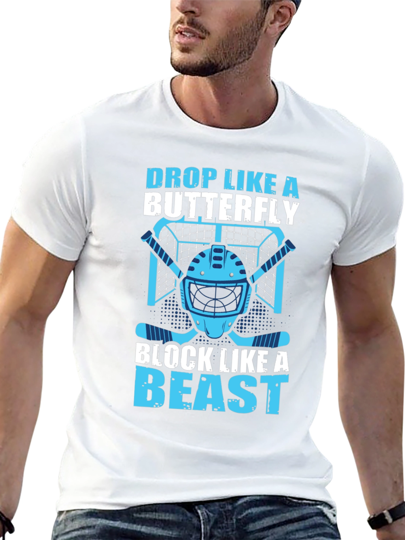 Hockey Goalie Tee: Drop Like a Butterfly