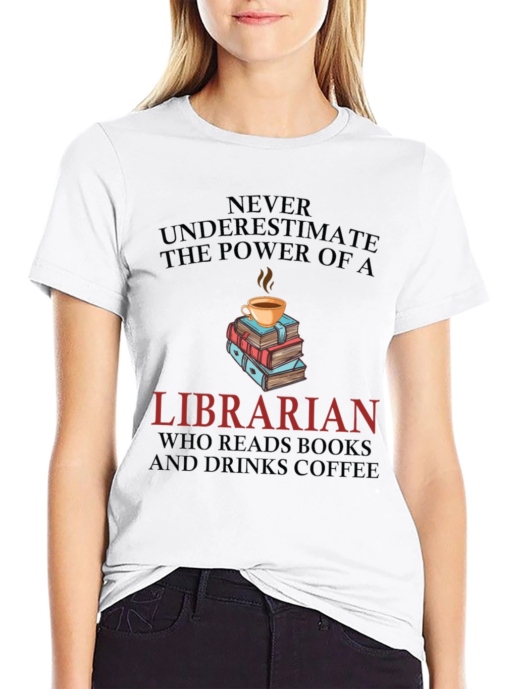 Librarian Reads Books & Drinks Coffee Graphic Tee