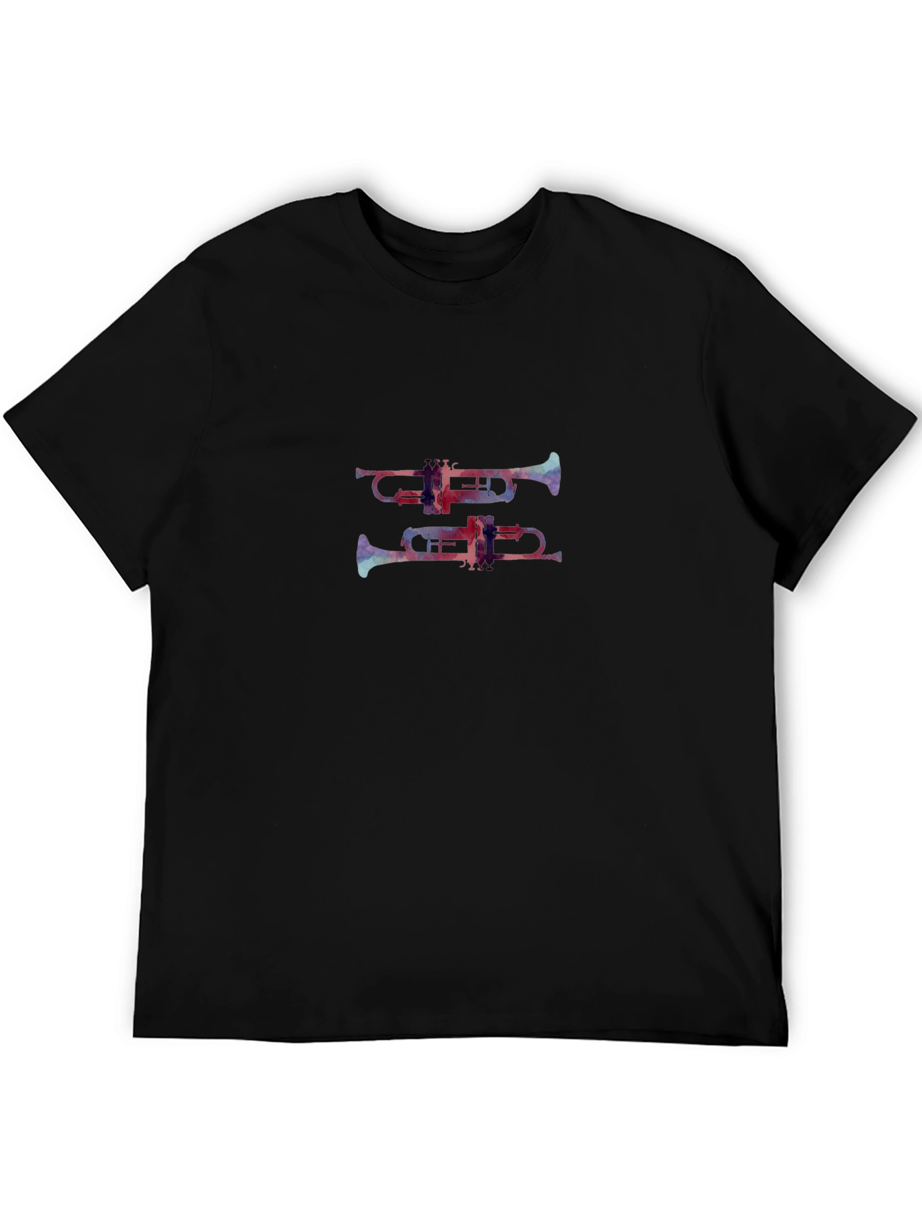 Abstract Trumpet Print Black T-Shirt