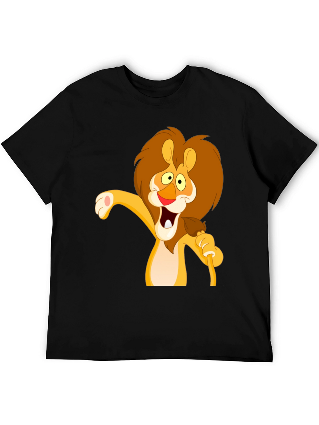 Lion Cartoon Graphic Black T-Shirt