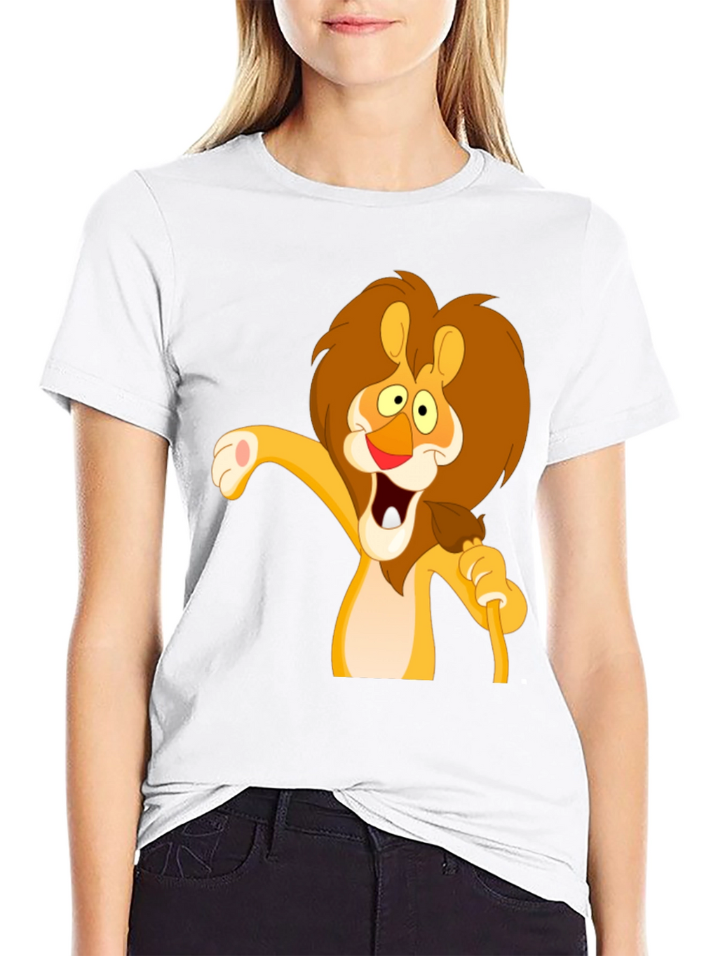 Lion Cartoon Graphic Black T-Shirt