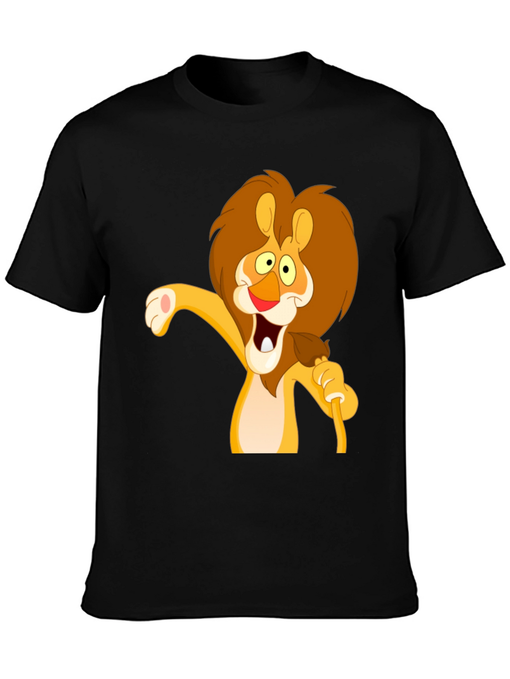 Lion Cartoon Graphic Black T-Shirt