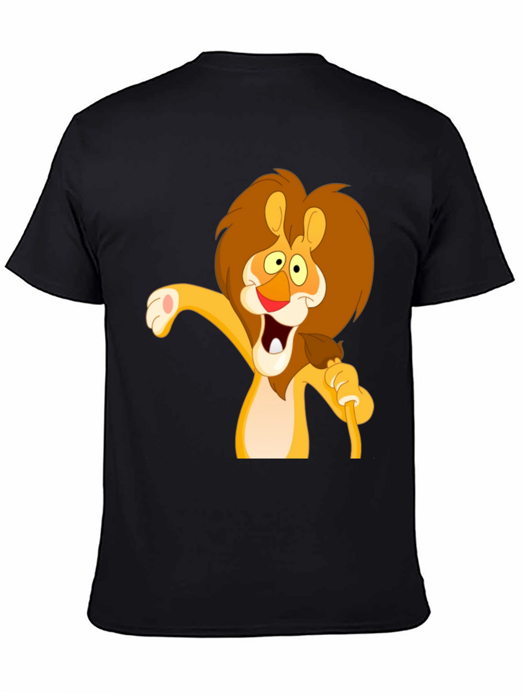 Lion Cartoon Graphic Black T-Shirt