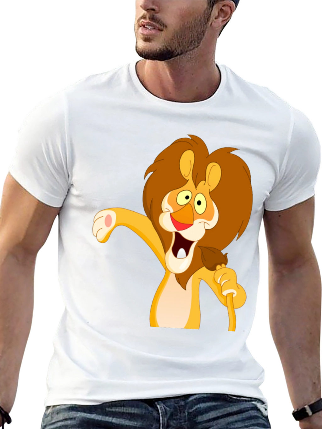 Lion Cartoon Graphic Black T-Shirt