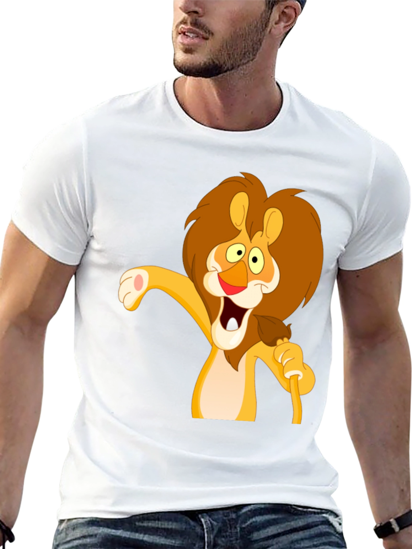 Lion Cartoon Graphic Black T-Shirt
