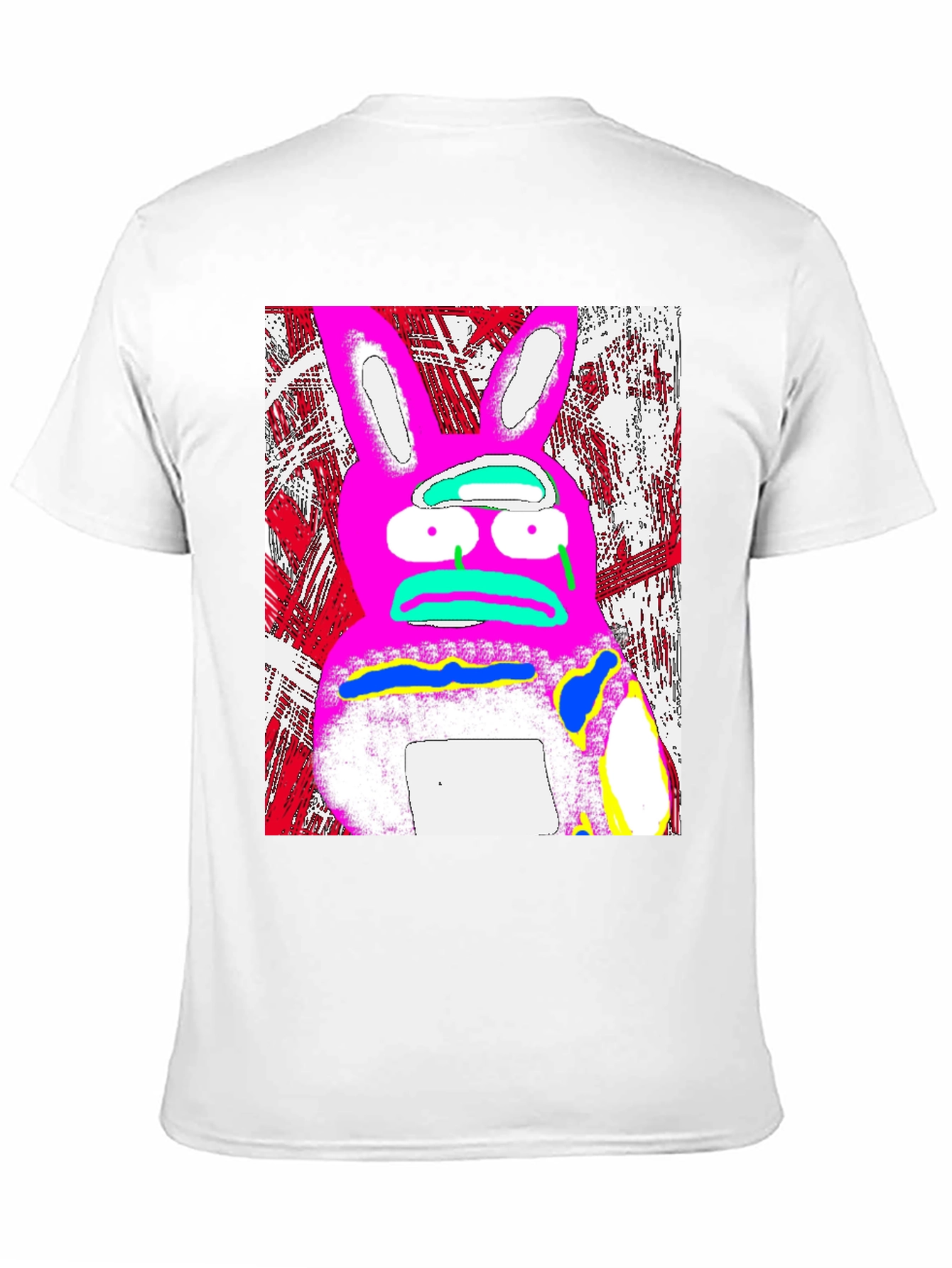 Distressed Pink Rabbit Graphic Black T-Shirt