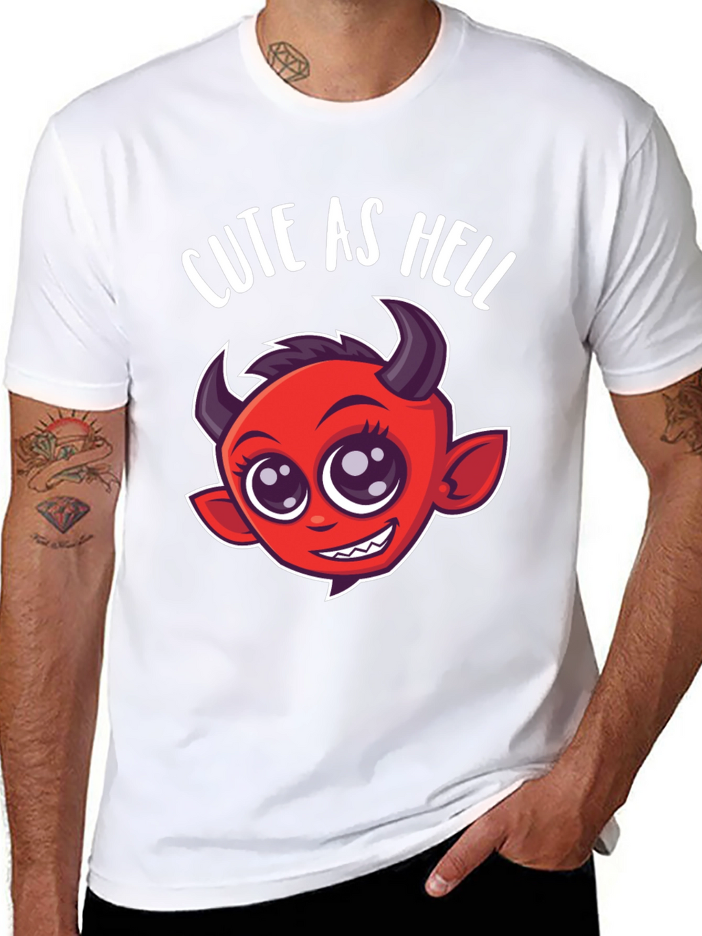 Cute as Hell T-Shirt - Devil Cartoon Graphic Tee