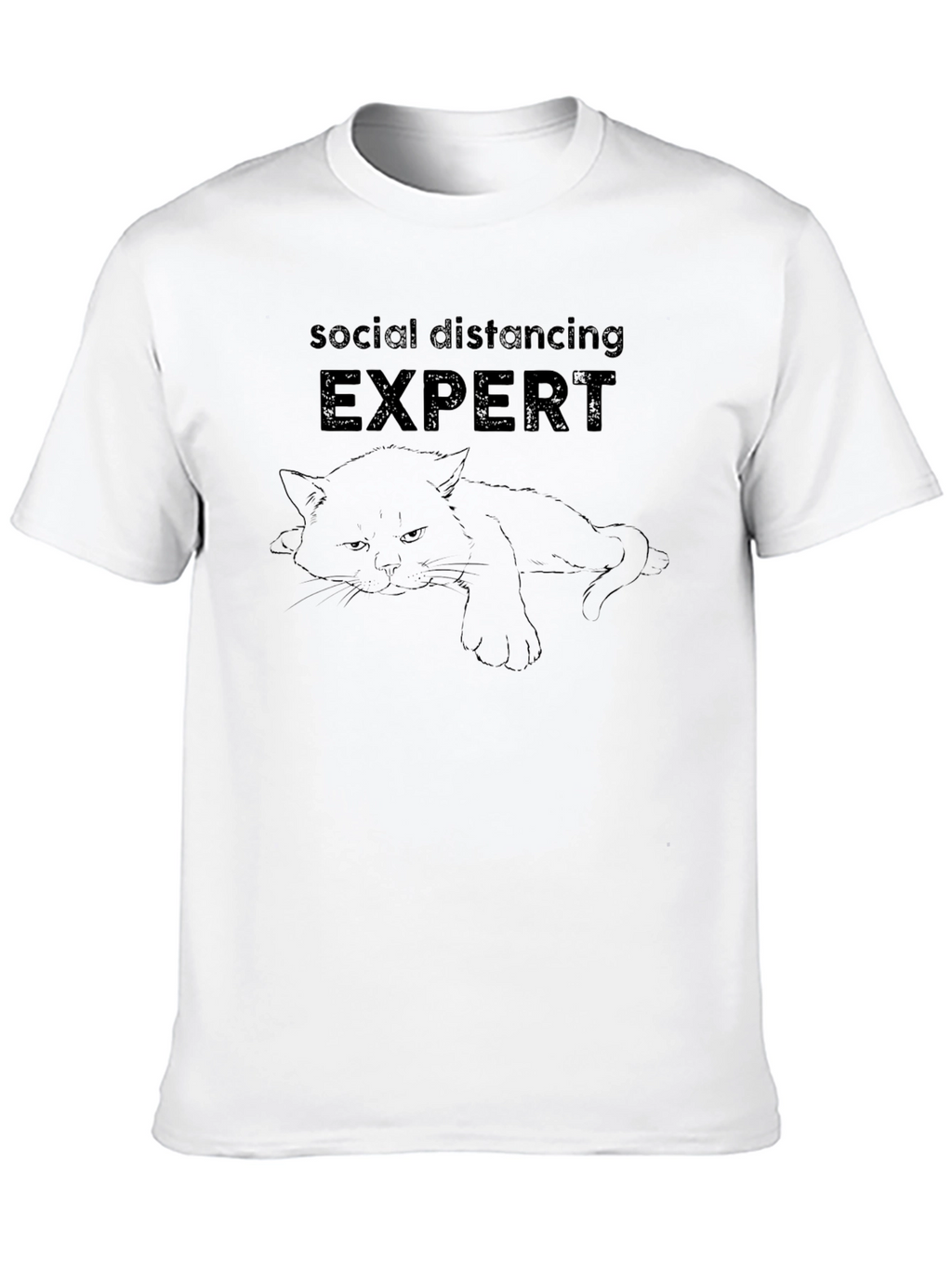 Social Distancing Expert Cat Graphic T-Shirt