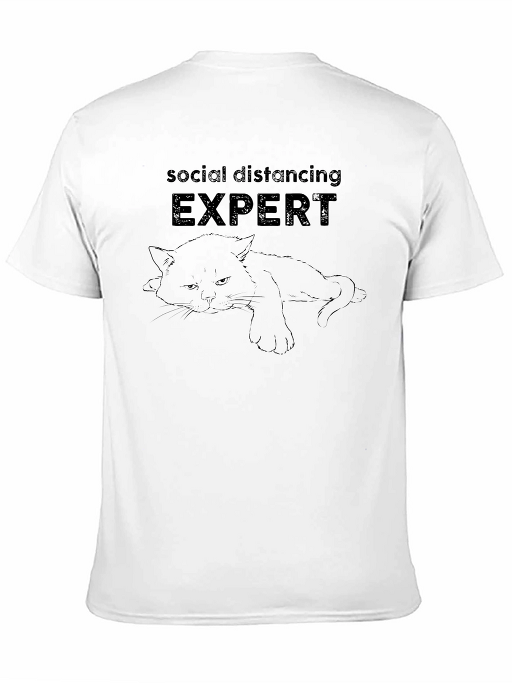Social Distancing Expert Cat Graphic T-Shirt