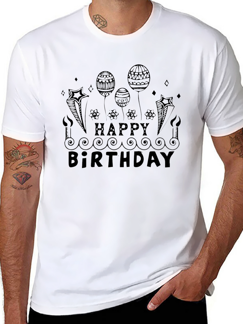 Happy Birthday Black Graphic Tee