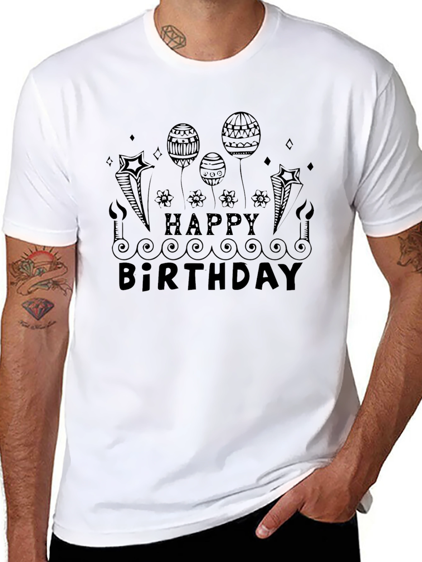 Happy Birthday Black Graphic Tee