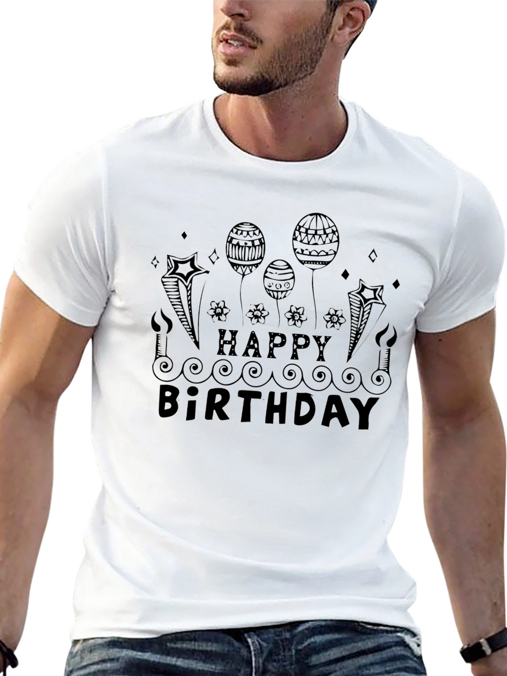 Happy Birthday Black Graphic Tee