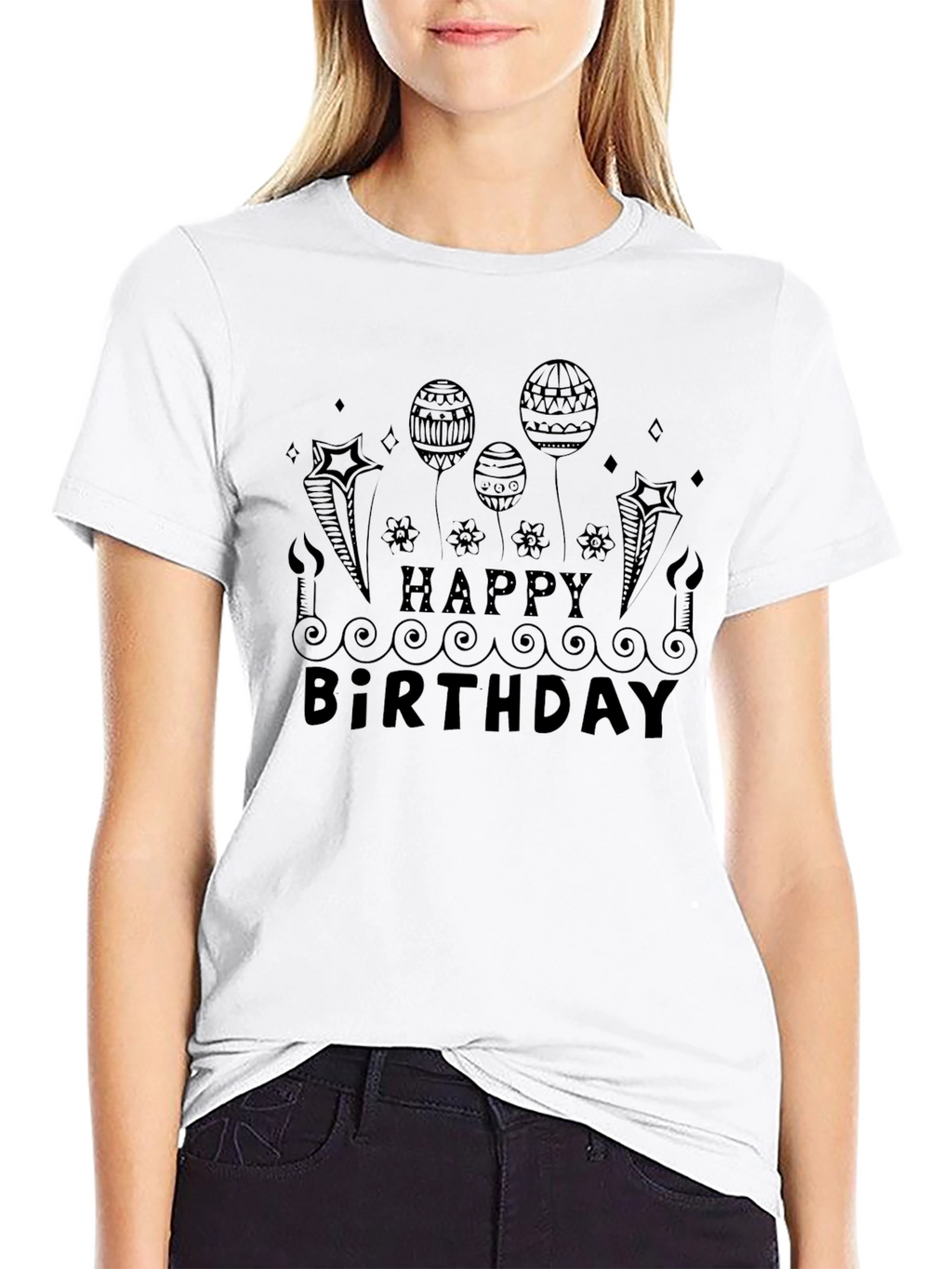 Happy Birthday Black Graphic Tee