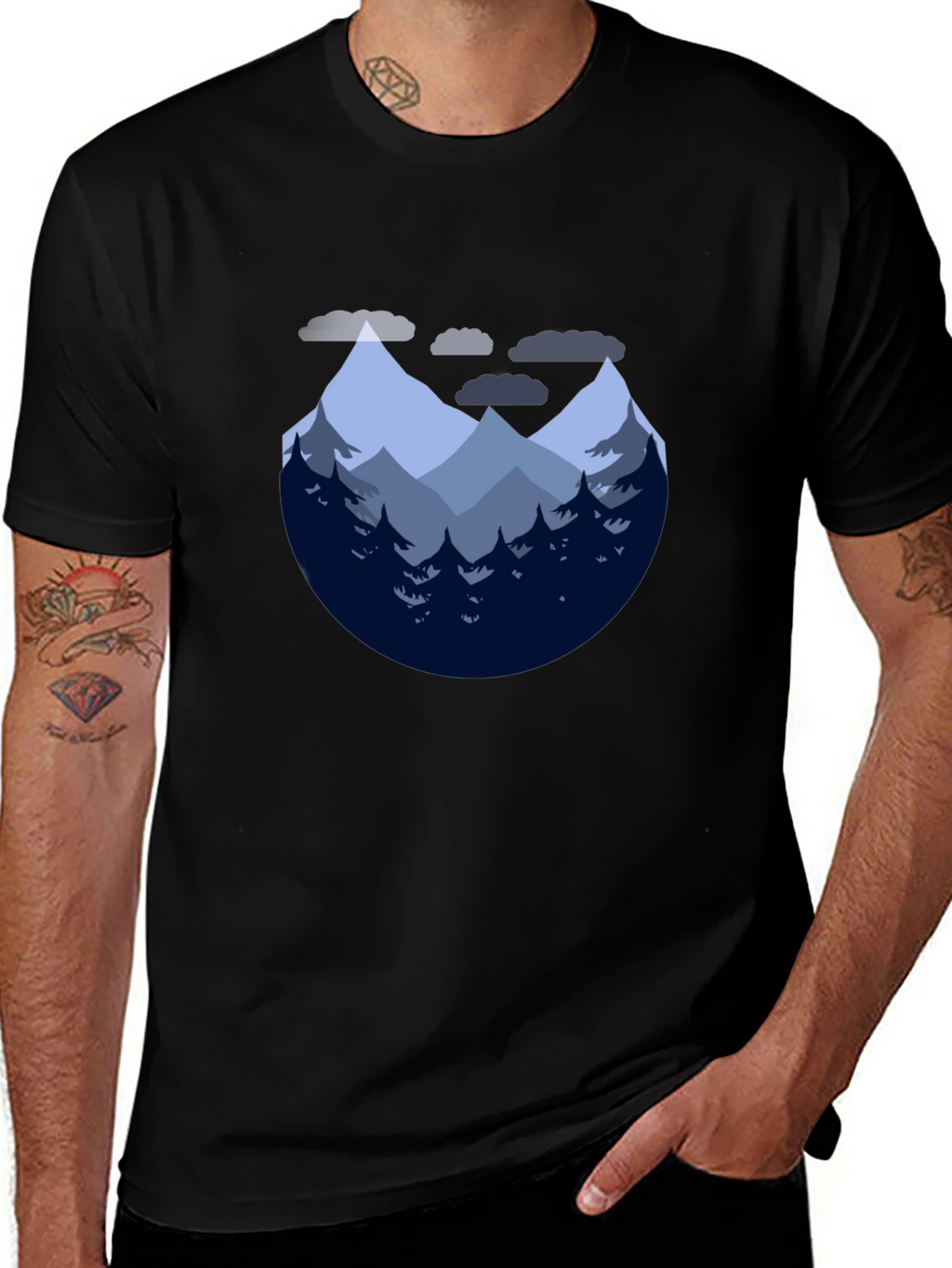 Mountain Graphic Tee - Nature Lovers Black T-Shirt
