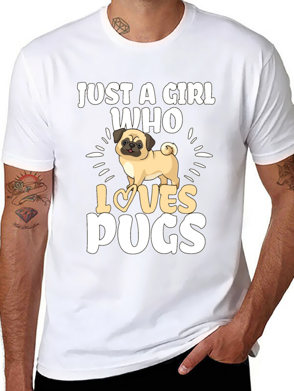 Just A Girl Who Loves Pugs Black T-Shirt