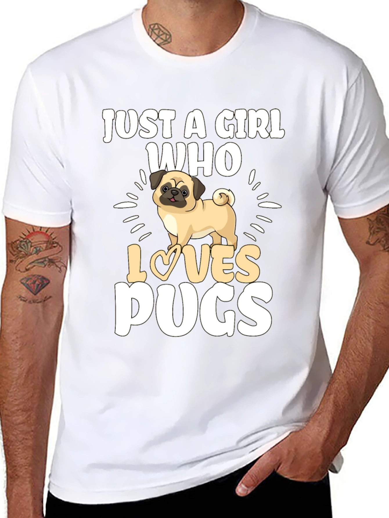 Just A Girl Who Loves Pugs Black T-Shirt
