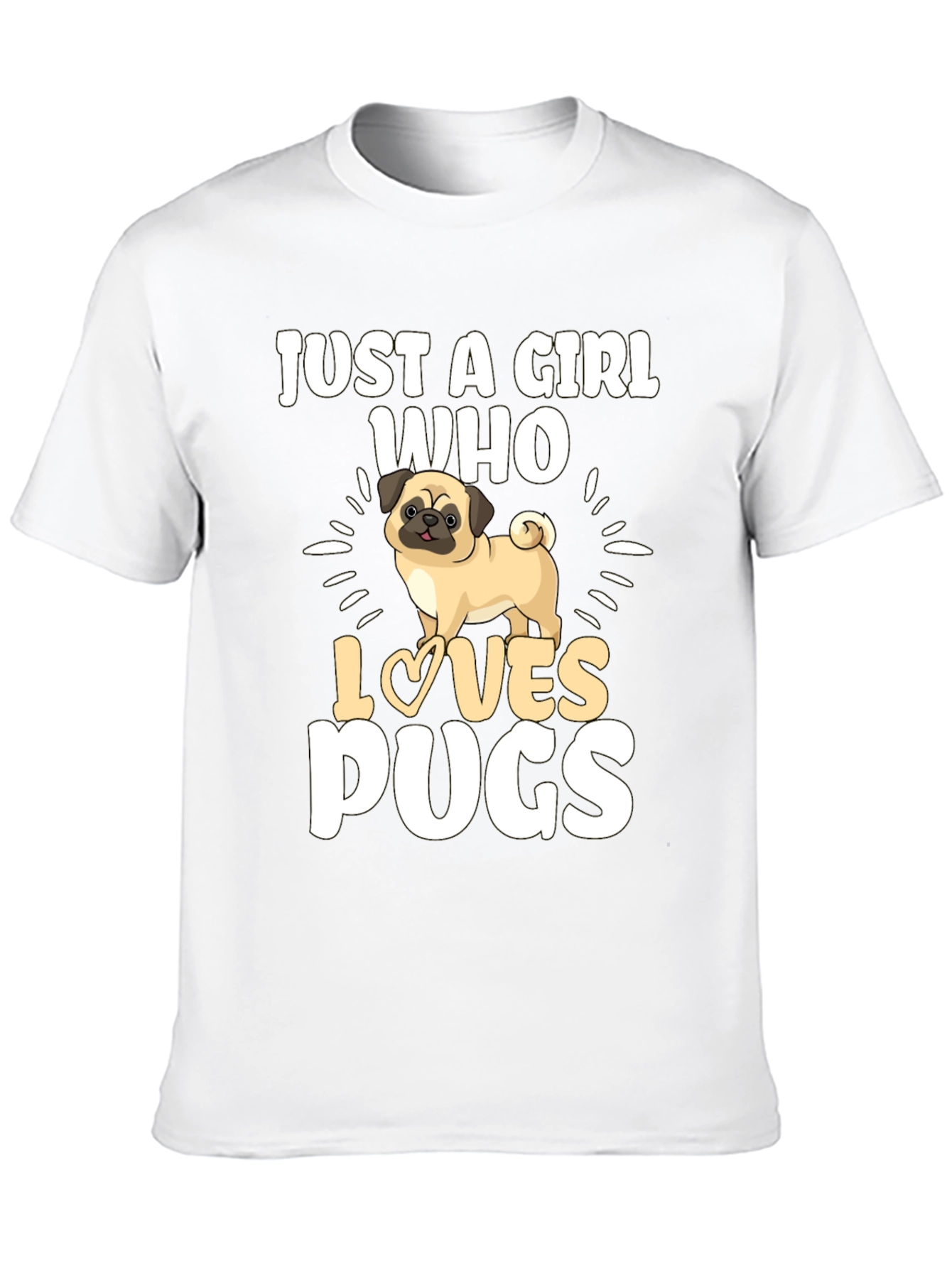 Just A Girl Who Loves Pugs Black T-Shirt