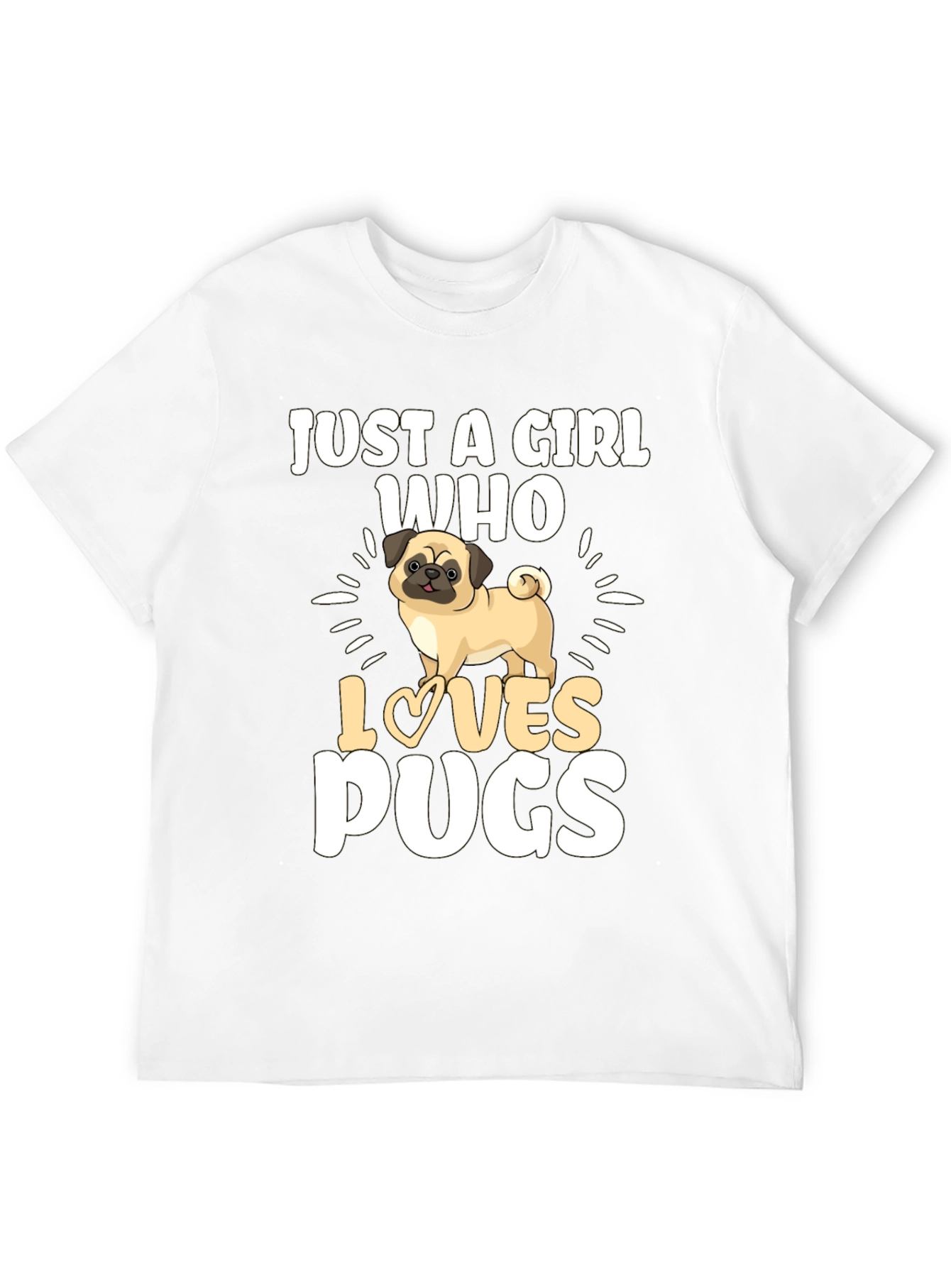Just A Girl Who Loves Pugs Black T-Shirt